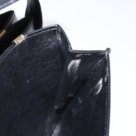 CELINE Shoulder Bag Leather Black Gold Auth 164016