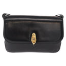 CELINE Shoulder Bag Leather Black Gold Auth 164016-2