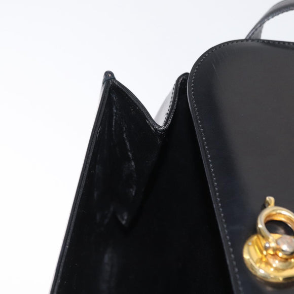 CELINE Shoulder Bag Leather Black Gold Auth 164016