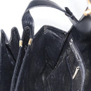 CELINE Shoulder Bag Leather Black Gold Auth 164016-23