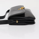 CELINE Shoulder Bag Leather Black Gold Auth 164016-5