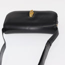 CELINE Shoulder Bag Leather Black Gold Auth 164016-6
