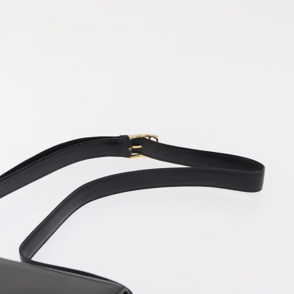 CELINE Shoulder Bag Leather Black Gold Auth 164016