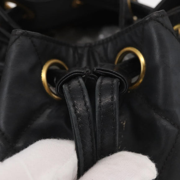 CHANEL Chain Shoulder Bag Patent leather Black Gold CC Auth 164017