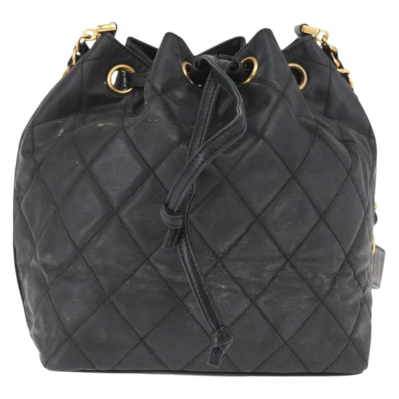 CHANEL Chain Shoulder Bag Patent leather Black Gold CC Auth 164017