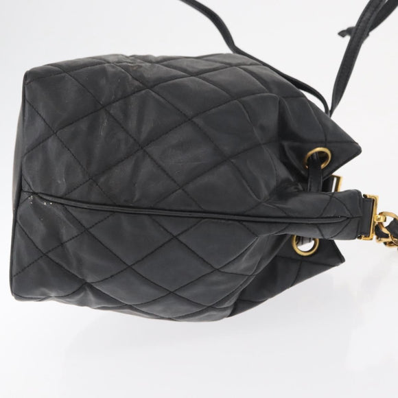 CHANEL Chain Shoulder Bag Patent leather Black Gold CC Auth 164017