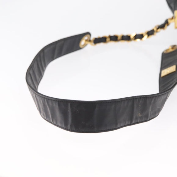 CHANEL Chain Shoulder Bag Patent leather Black Gold CC Auth 164017