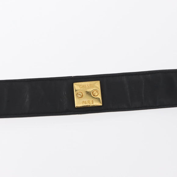 CHANEL Chain Shoulder Bag Patent leather Black Gold CC Auth 164017