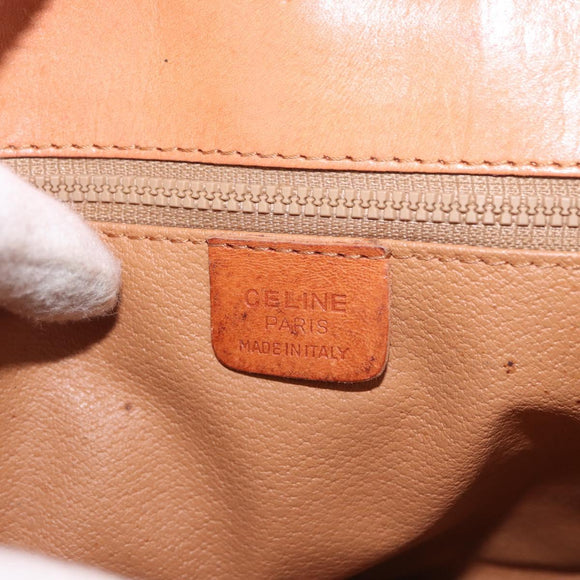 CELINE Macadam Canvas Shoulder Bag PVC Leather Brown Gold Auth 164018