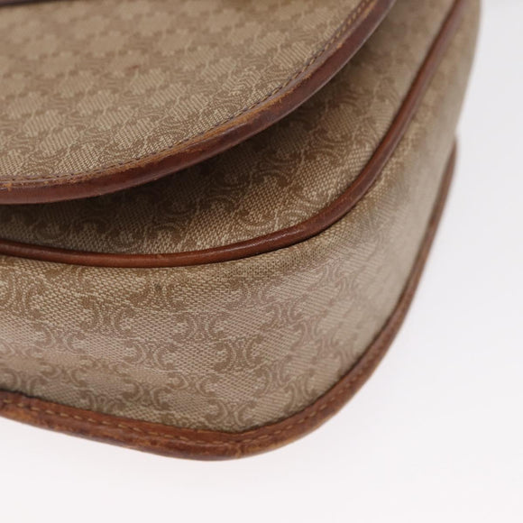 CELINE Macadam Canvas Shoulder Bag PVC Beige Gold Auth 164019