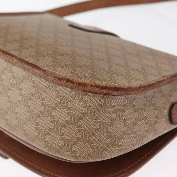 CELINE Macadam Canvas Shoulder Bag PVC Beige Gold Auth 164019