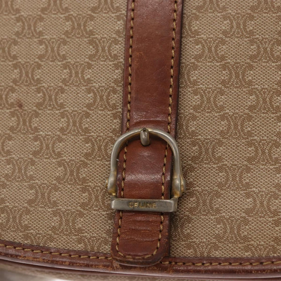 CELINE Macadam Canvas Shoulder Bag PVC Beige Gold Auth 164019