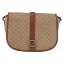 CELINE Macadam Canvas Shoulder Bag PVC Beige Gold Auth 164019-13