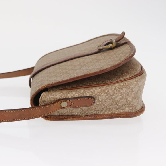 CELINE Macadam Canvas Shoulder Bag PVC Beige Gold Auth 164019