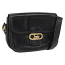 CELINE Shoulder Bag Leather Black Gold Auth 164021-1