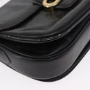 CELINE Shoulder Bag Leather Black Gold Auth 164021-10