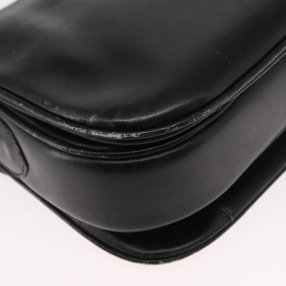 CELINE Shoulder Bag Leather Black Gold Auth 164021