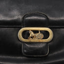 CELINE Shoulder Bag Leather Black Gold Auth 164021-14