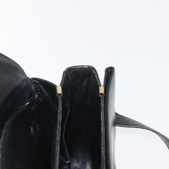 CELINE Shoulder Bag Leather Black Gold Auth 164021