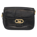 CELINE Shoulder Bag Leather Black Gold Auth 164021-2