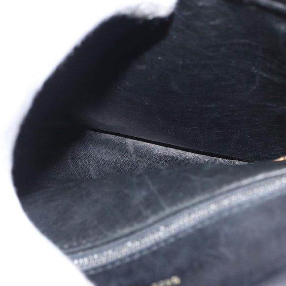 CELINE Shoulder Bag Leather Black Gold Auth 164021
