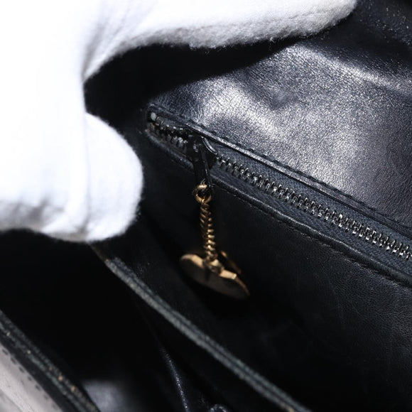 CELINE Shoulder Bag Leather Black Gold Auth 164021
