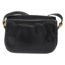 CELINE Shoulder Bag Leather Black Gold Auth 164021-3