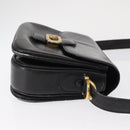 CELINE Shoulder Bag Leather Black Gold Auth 164021-4