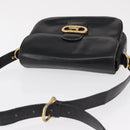 CELINE Shoulder Bag Leather Black Gold Auth 164021-6