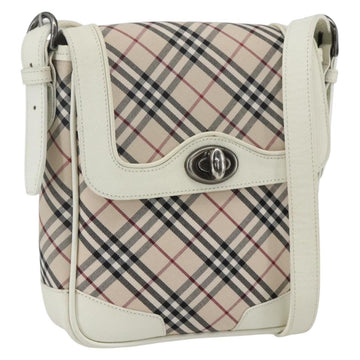 BURBERRY Nova Check Shoulder Bag Canvas Beige Silver Auth 164022V