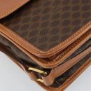 CELINE Macadam Canvas Shoulder Bag PVC Leather Brown Gold Auth 164024-16