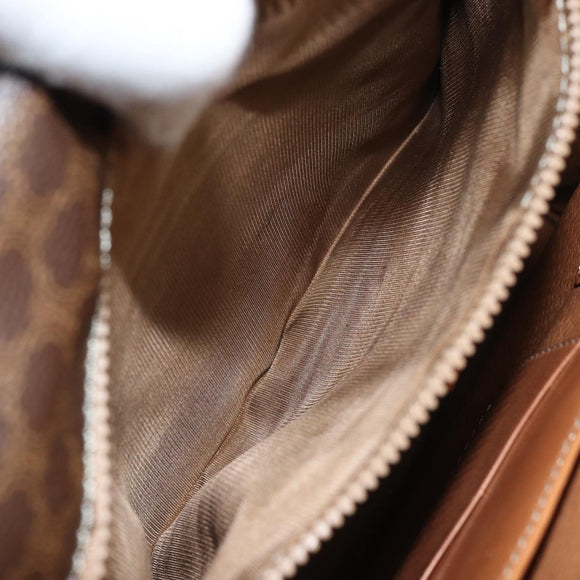 CELINE Macadam Canvas Shoulder Bag PVC Leather Brown Gold Auth 164024