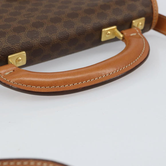 CELINE Macadam Canvas Shoulder Bag PVC Leather Brown Gold Auth 164024