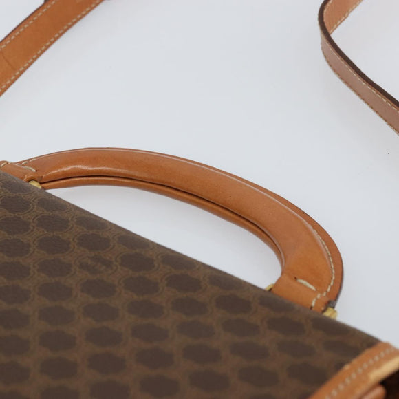 CELINE Macadam Canvas Shoulder Bag PVC Leather Brown Gold Auth 164024