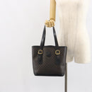 CELINE Macadam Canvas Shoulder Bag PVC Leather Black Gold Auth 164025-24