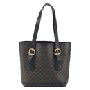 CELINE Macadam Canvas Shoulder Bag PVC Leather Black Gold Auth 164025-2