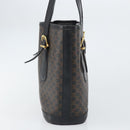 CELINE Macadam Canvas Shoulder Bag PVC Leather Black Gold Auth 164025-3