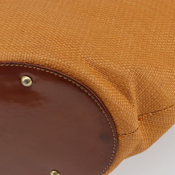 CELINE Shoulder Bag Nylon Orange Gold Auth 164026