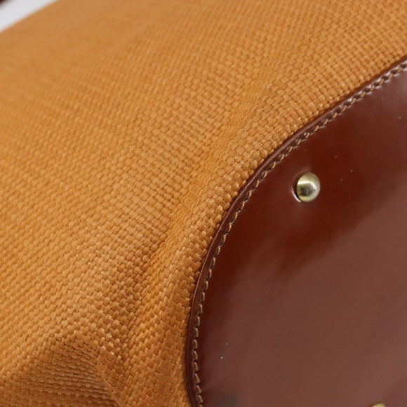 CELINE Shoulder Bag Nylon Orange Gold Auth 164026