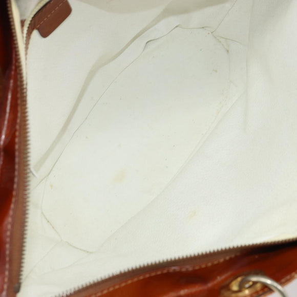 CELINE Shoulder Bag Nylon Orange Gold Auth 164026