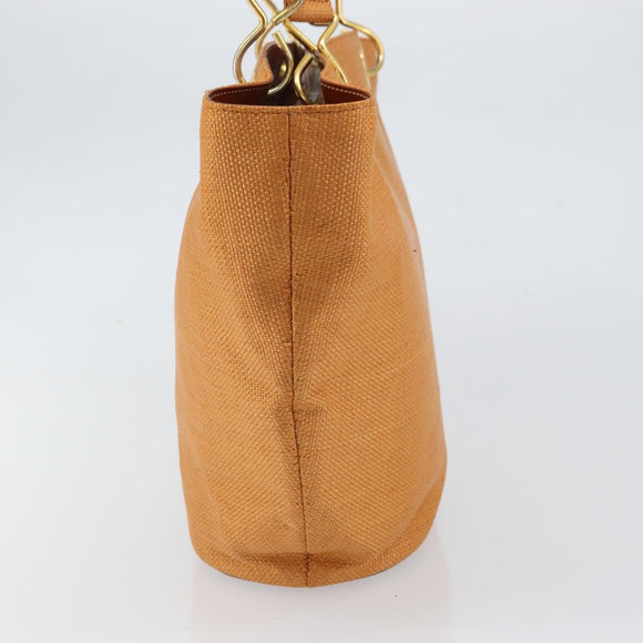 CELINE Shoulder Bag Nylon Orange Gold Auth 164026