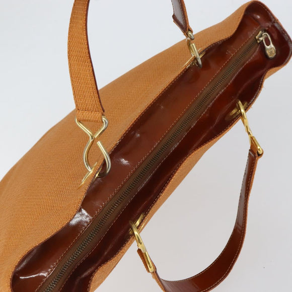 CELINE Shoulder Bag Nylon Orange Gold Auth 164026