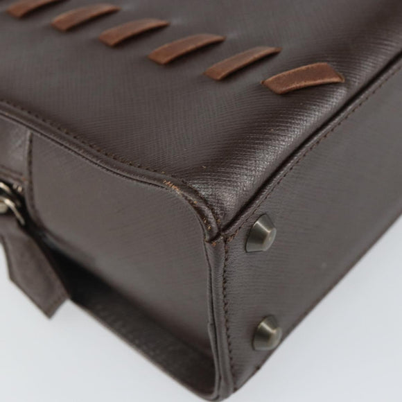 SAINT LAURENT Hand Bag Leather Brown Auth 164029