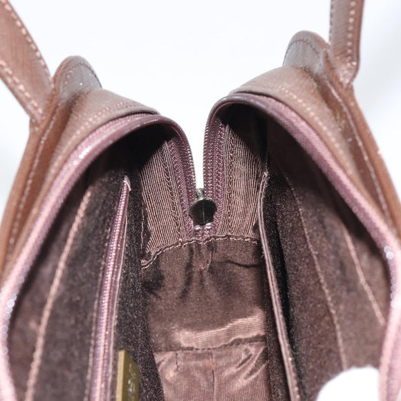 SAINT LAURENT Hand Bag Leather Brown Auth 164029