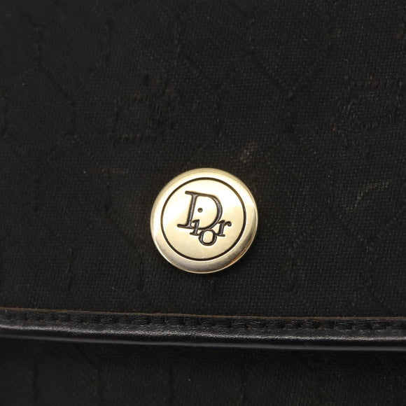 Christian Dior Honeycomb Canvas Chain Shoulder Bag Black Gold Auth 164031
