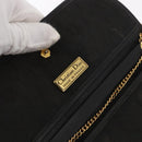 Christian Dior Honeycomb Canvas Chain Shoulder Bag Black Gold Auth 164031-17