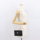 Christian Dior Honeycomb Canvas Chain Shoulder Bag Black Gold Auth 164031-22