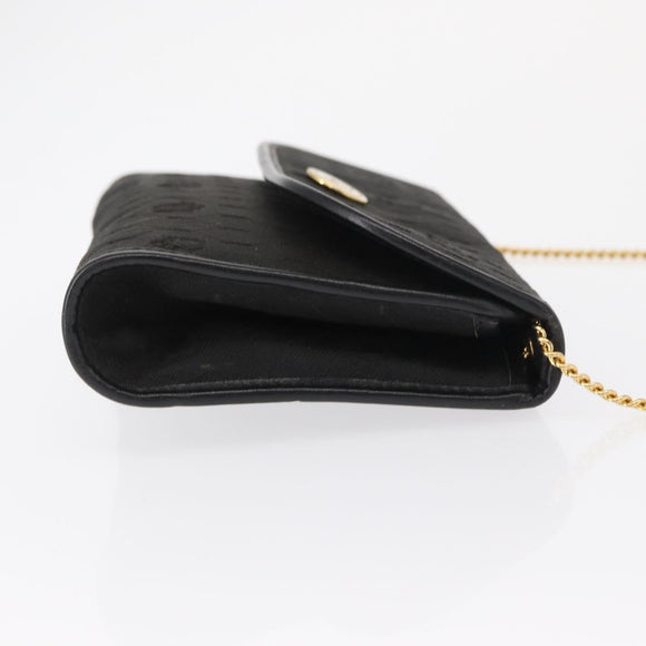 Christian Dior Honeycomb Canvas Chain Shoulder Bag Black Gold Auth 164031