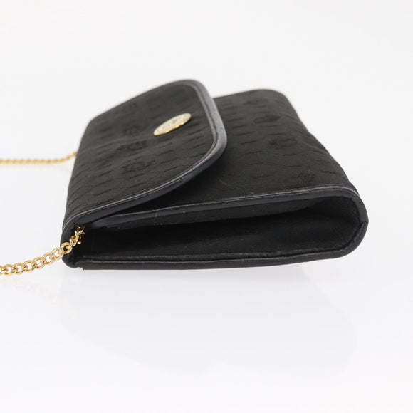 Christian Dior Honeycomb Canvas Chain Shoulder Bag Black Gold Auth 164031