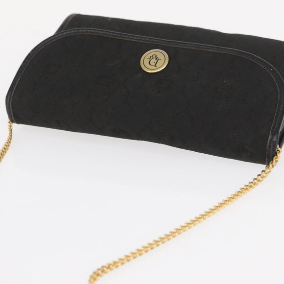 Christian Dior Honeycomb Canvas Chain Shoulder Bag Black Gold Auth 164031